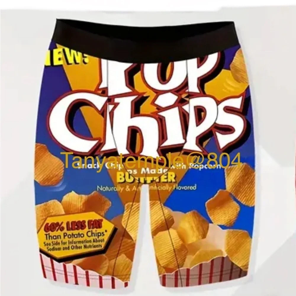 Quick-Dry Men's Novelty Boxer Brief Elastic Underwear Cartoon & Food Print Large